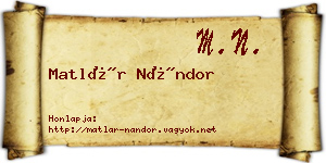 Matlár Nándor névjegykártya