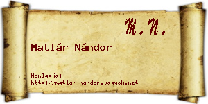 Matlár Nándor névjegykártya